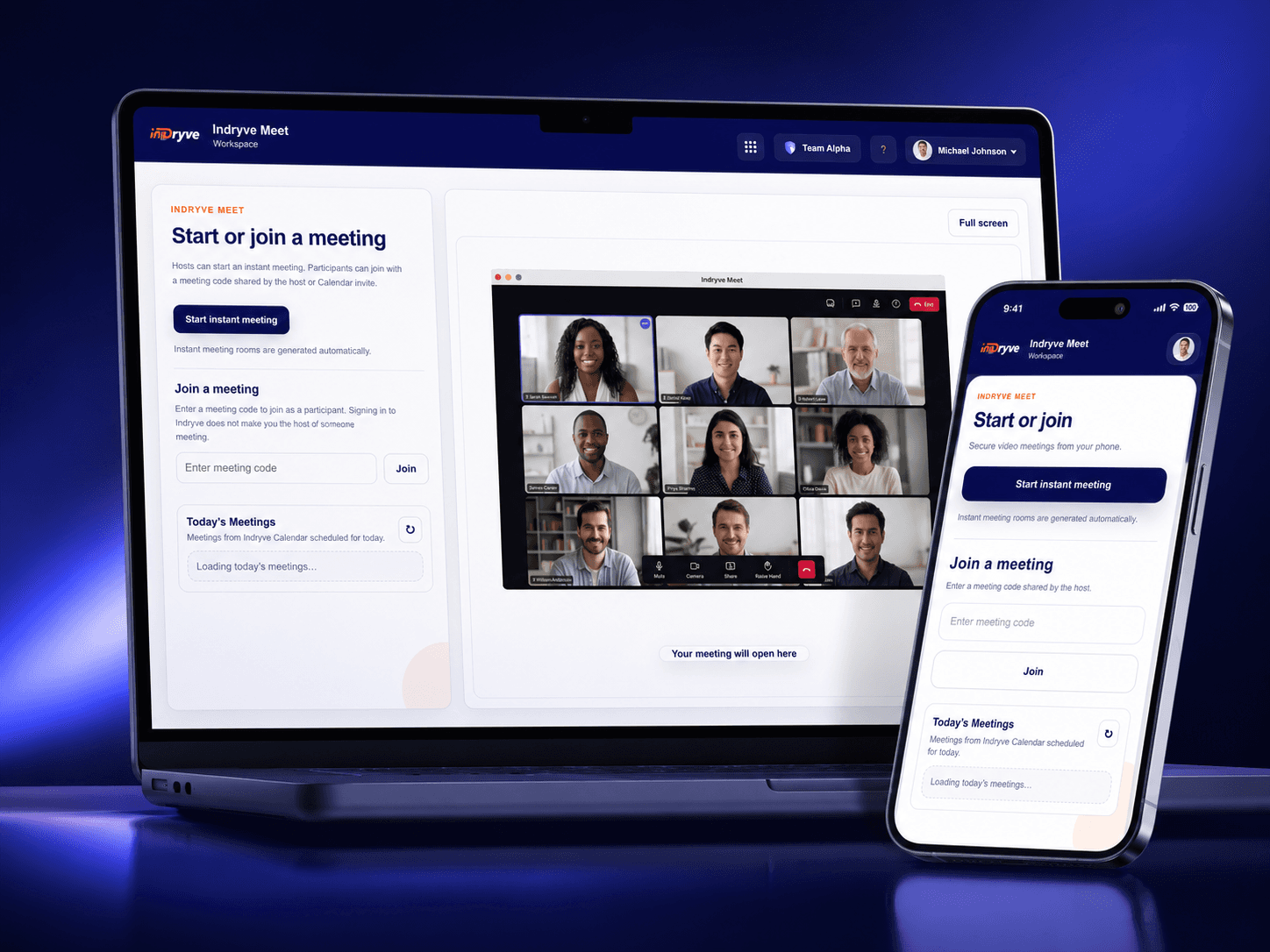 Indryve Meet secure enterprise meetings across desktop and mobile