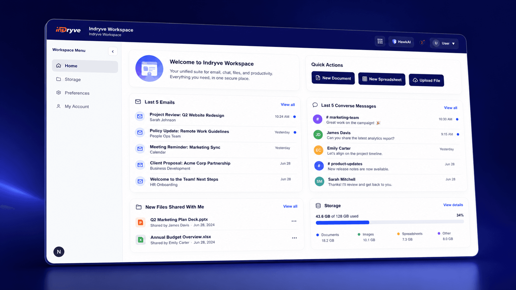 Indryve Workspace unified digital workplace dashboard